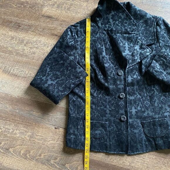 J. Jill Blazer Black Brocade Jacket 12 Petite Classy Minimalist - Picture 10 of 10